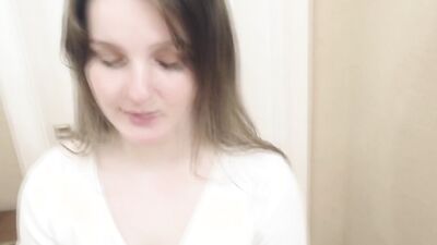 Lovely teen brunette was convinced by her male friend into getting naked and banging him