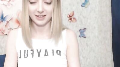 Solo amateur blonde teen wants to show you her private parts before passionate masturbation