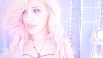 Alluring blonde camgirl is releasing lovely moans while masturbating