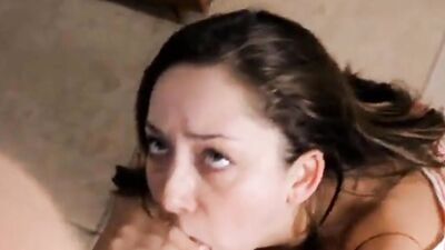 Young natural brunette is passionate about cock sucking and lovemaking