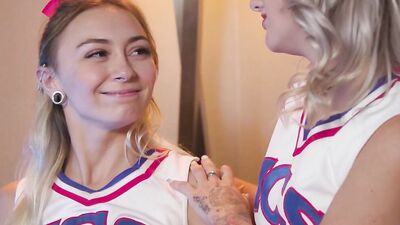 Besides their obsession with cheerleading, two young girls are also addicted to lesbian sex