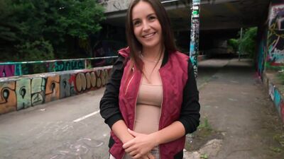 Sweet Euro girl is offered money for a quick blowjob and fuck in public