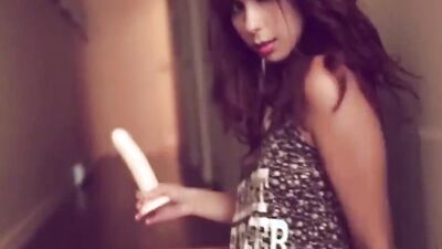 Solo alluring woman is practicing her blowjob skills on a dildo before pussy toying