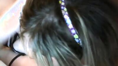 While getting pounded, the cute amateur MILF loves sucking off her sex toy
