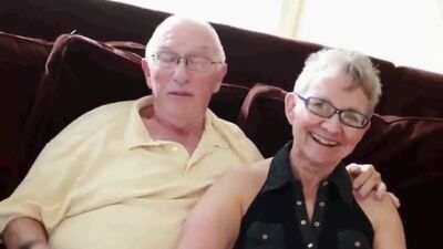Granny is having sex with her husband's old buddy right in front of him