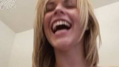Young blonde lets her partner play with hr pink cunny before giving him a BJ