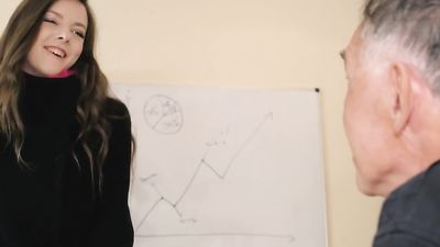 Old and Young - Fresh Teen Fucks her Older Boss in the Office and Swallows