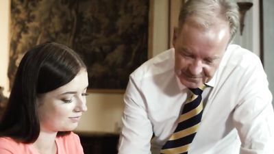 Old English Teacher Fucks his Young Student and gets Deepthroat Blowjob