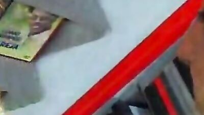 Randy blonde and her partner have hardcore sex in a supermarket