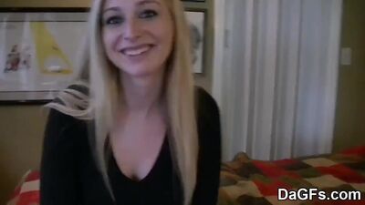 POV blonde dame is working on the thick cock using her mouth and pussy