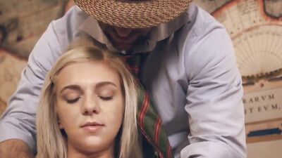 Tiny schoolgirl gets banged by her perverted teacher in a classroom