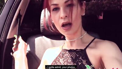 Naughty redhead cooze has oral and pussy banging fun with her partner outdoors