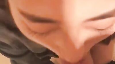 POV cock sucking and pussy stuffing with a depraved Asian chick