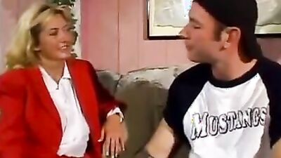Blonde cougar is enjoying the young man's johnson in a vintage feature