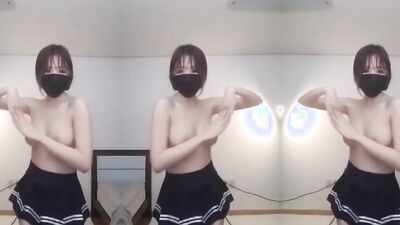 Tiny amateur Asian chick puts on a little bit of cosplay and a dance for you
