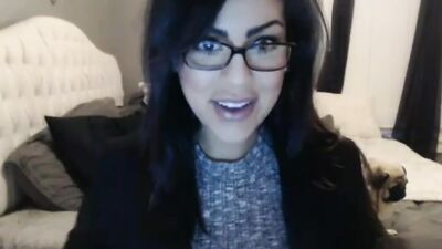 Elegant camgirl gets out of her black outfit and reveals big sweet tits