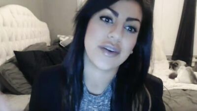 Elegant camgirl gets out of her black outfit and reveals big sweet tits