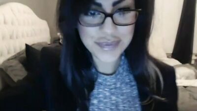 Elegant camgirl gets out of her black outfit and reveals big sweet tits
