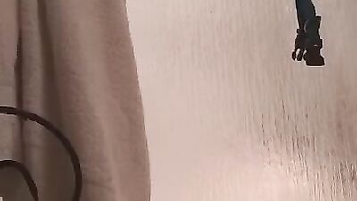 Obese amateur woman films herself while masturbating in a bathroom