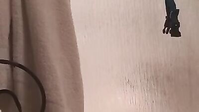 Obese amateur woman films herself while masturbating in a bathroom