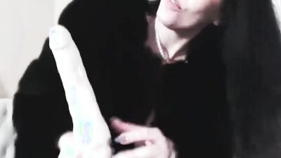 Big tits camgirl is teasing fellows and giving JOI while in a fur coat