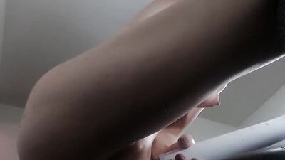 Amateur cat girl is training her tight ass for anal masturbation using big sex toys