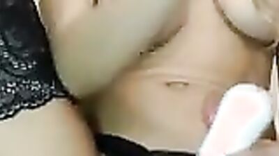 Amateur blonde with big natural jugs is dildoing her pussy on a webcam