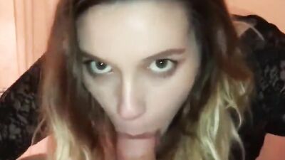 POV amateur teen chick adores wrapping her lips around boyfriend's stiff erection