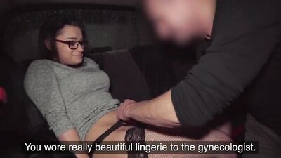 Shy lady in black stockings got banged by a cab driver after a fake ride